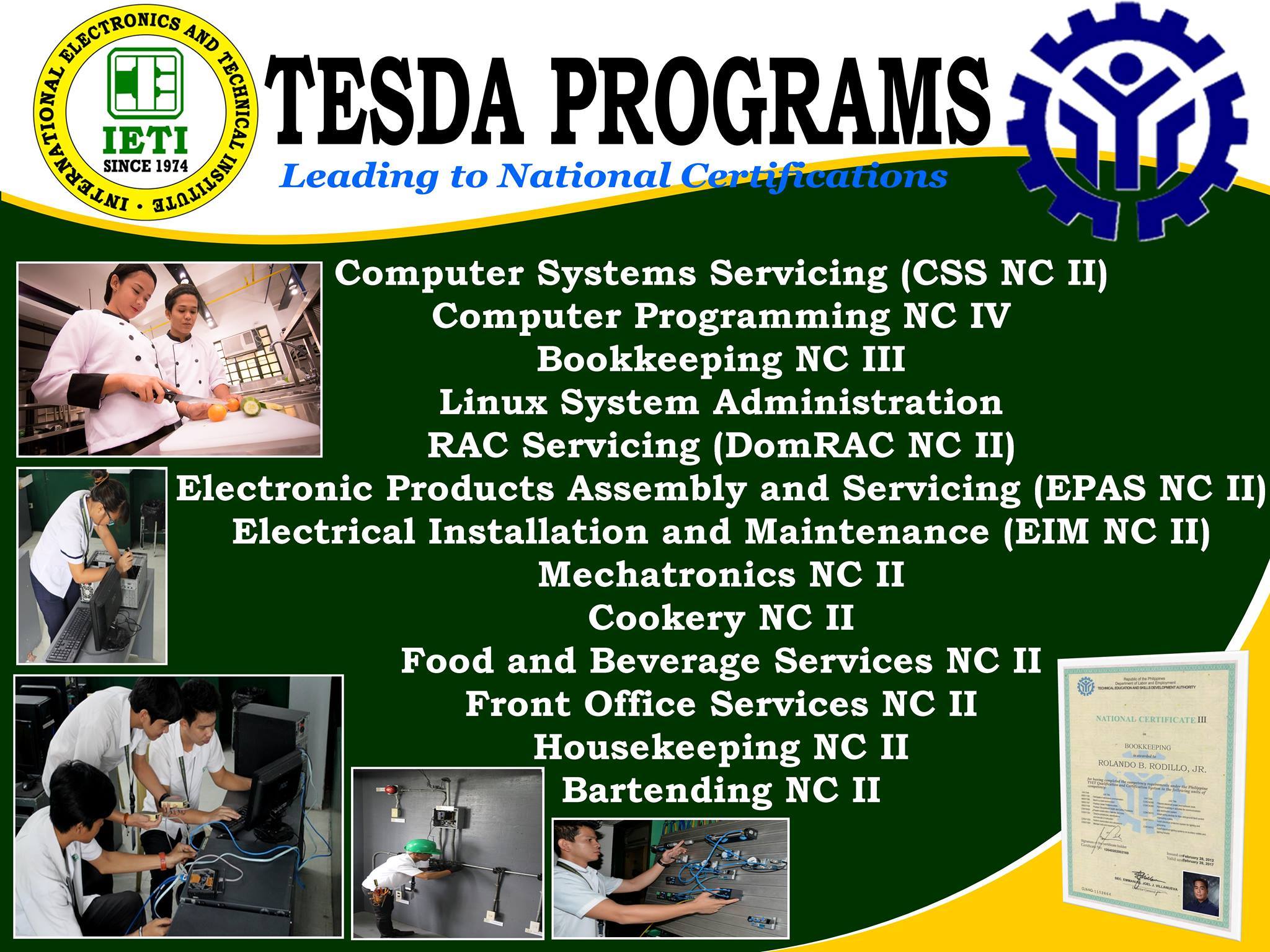 Tesda Programs Ieti School System Official Website